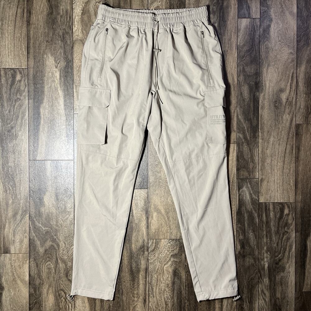 Vanquish Utility Jogger Pants Mens Medium Beige Hybrid Performance Cargo EUC